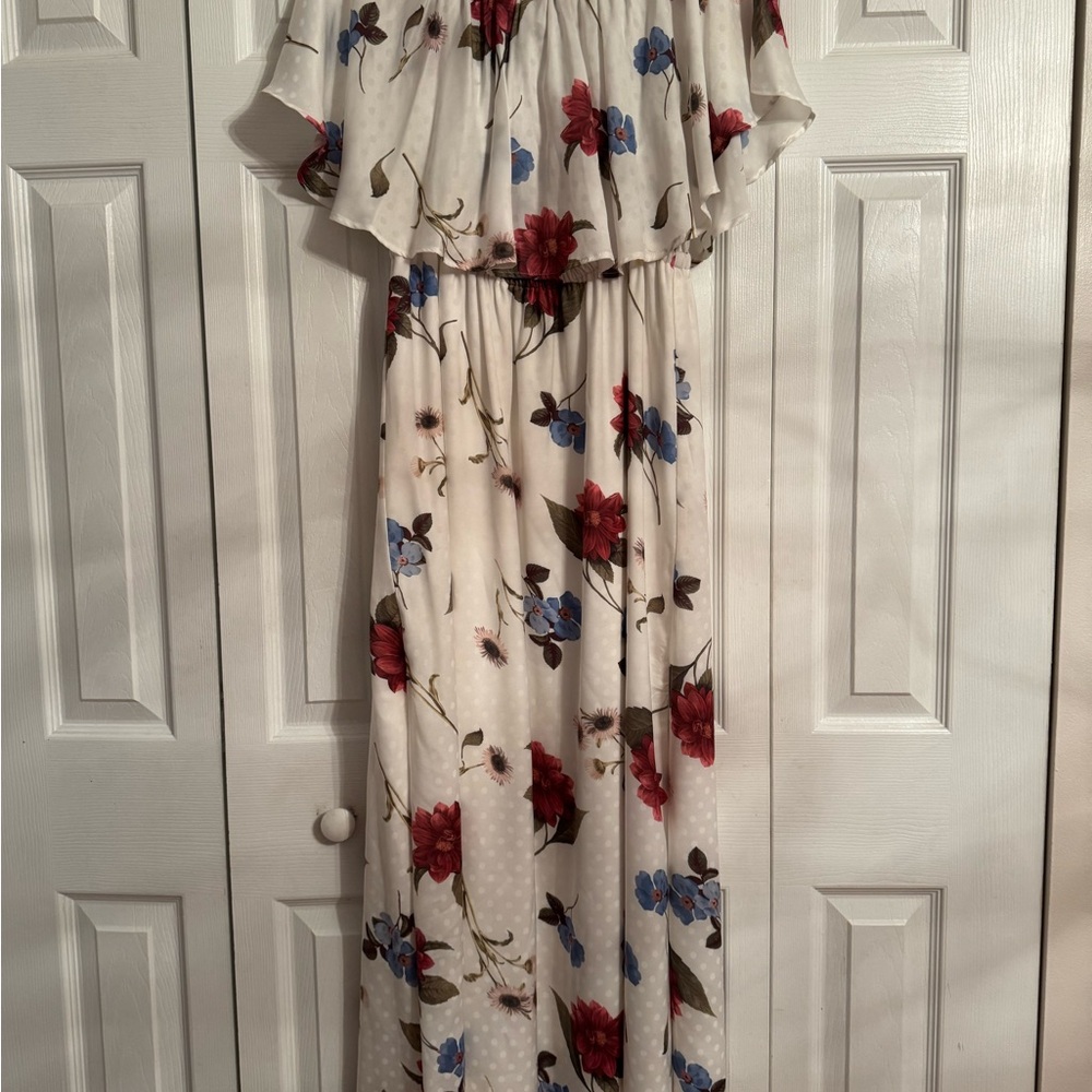 Show Me Your MuMu Floral Maxi Dress - White, Red, Blue